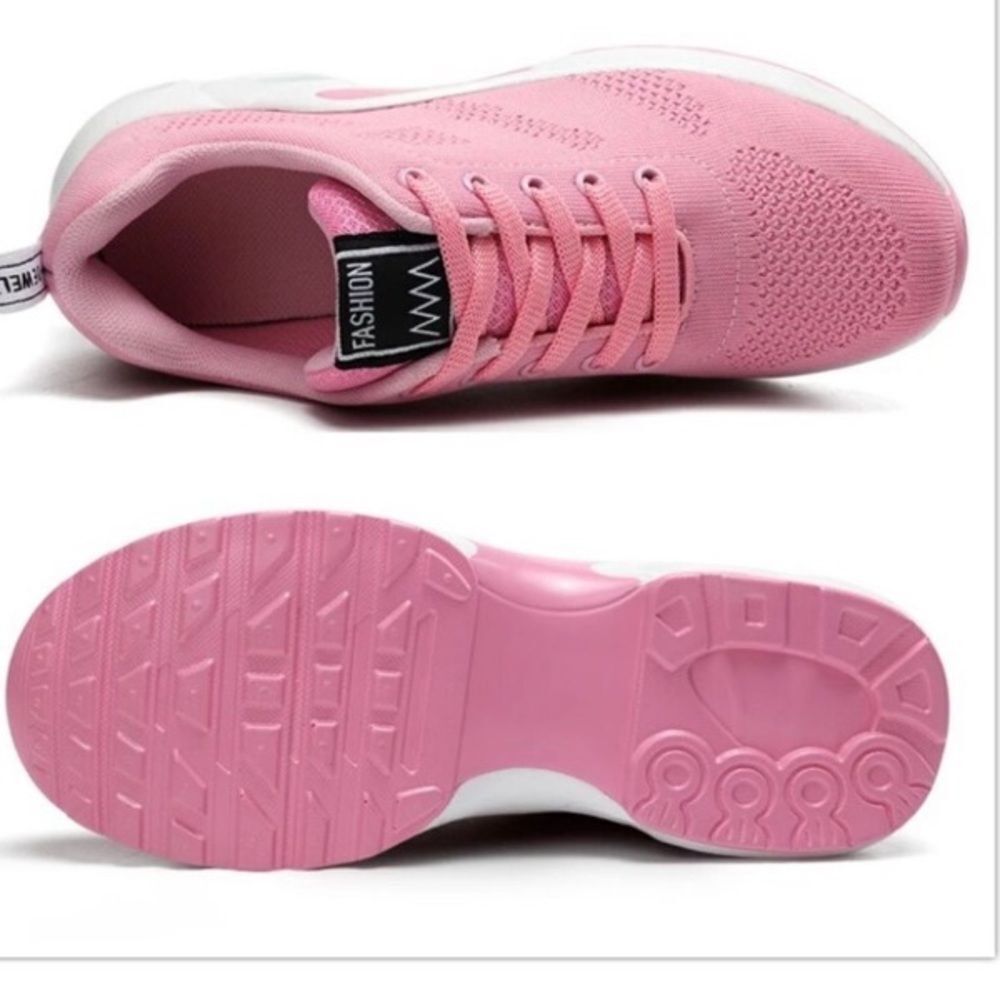Comfort Wear Fashion Pink Breathable Mesh Sneakers with Cushioned Sole Sz35/4.5